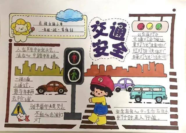 交通安全画简单又漂亮（文明守法平安回家）