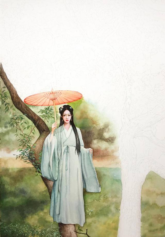 画画简单漂亮古风人物（喜欢古风手绘图吗？古风女子画法过程图）