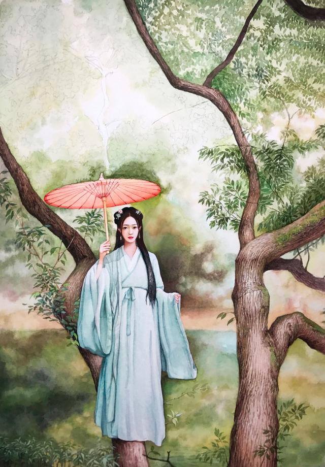 画画简单漂亮古风人物（喜欢古风手绘图吗？古风女子画法过程图）