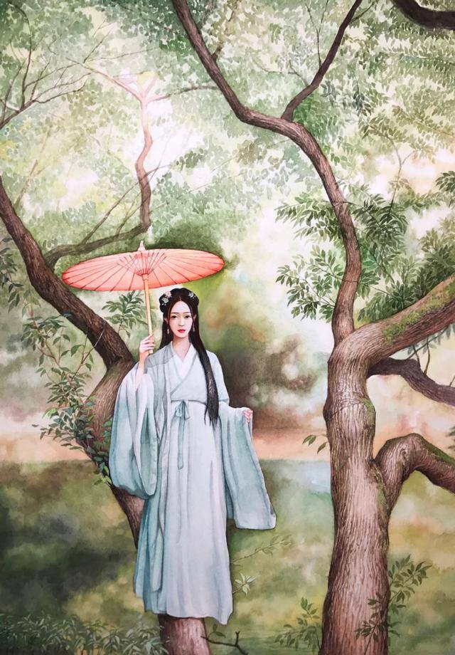 画画简单漂亮古风人物（喜欢古风手绘图吗？古风女子画法过程图）