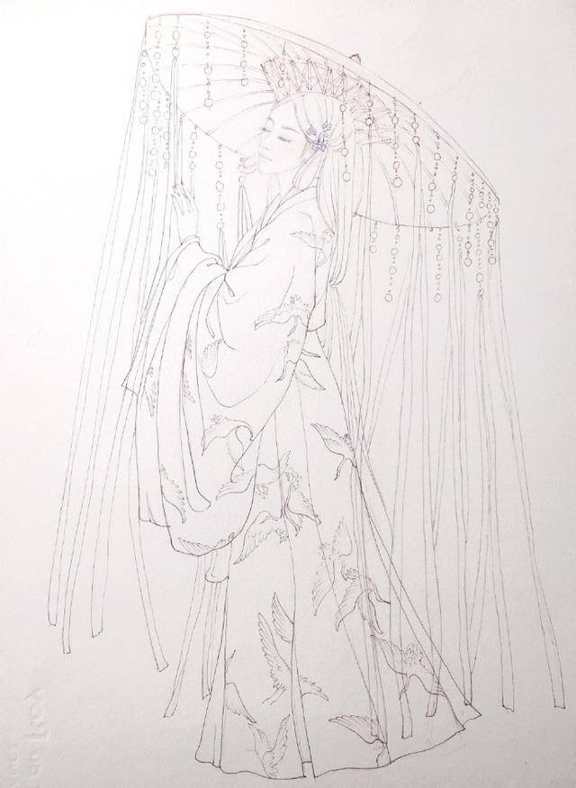 画画简单漂亮古风人物（喜欢古风手绘图吗？古风女子画法过程图）