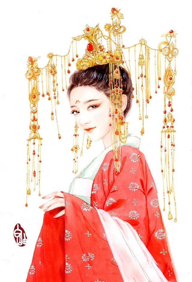 画画简单漂亮古风人物（喜欢古风手绘图吗？古风女子画法过程图）