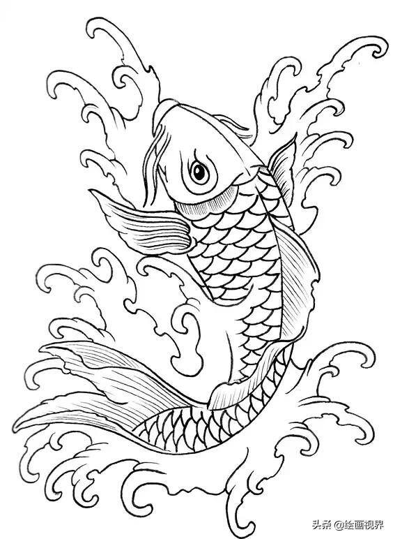 鲤鱼怎么画简单又漂亮（最简单的线条画最美的锦鲤）