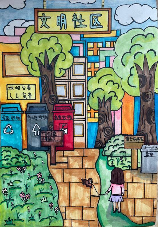 创建文明城市主题绘画（北京市丰台区师范学校附属小学一年级6班裴艺术作品征集活动圆满落幕）