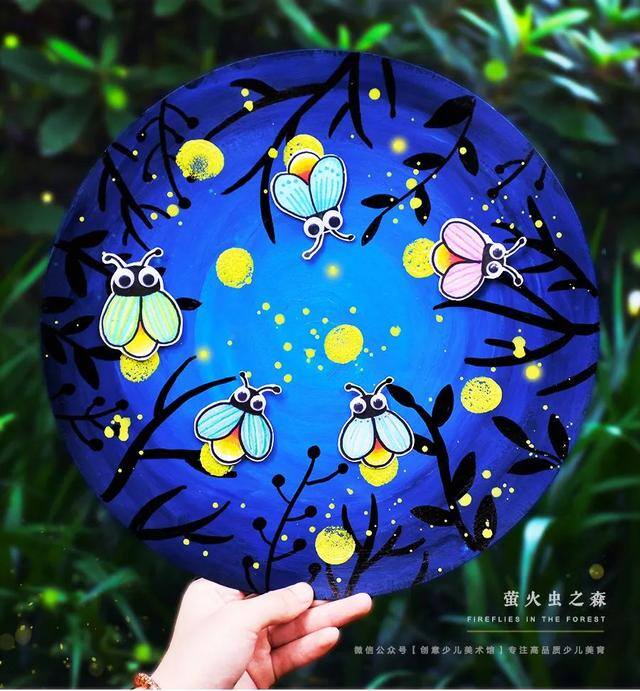 儿童画夏天简单又漂亮（夏夜里的萤火虫）