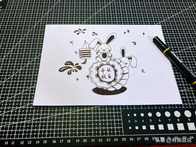 简单又好看的中秋节画（中秋节主题线描画）