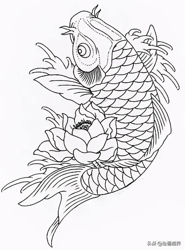 鲤鱼怎么画简单又漂亮（最简单的线条画最美的锦鲤）