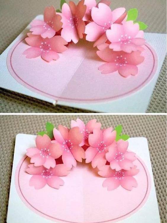 手工贺卡怎么做（diy了一朵花束藏在了贺卡里，打开一看）