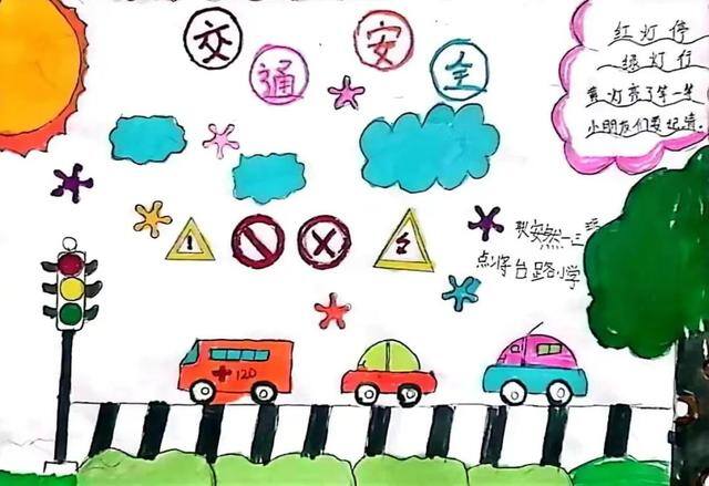 交通安全画简单又漂亮（文明守法平安回家）