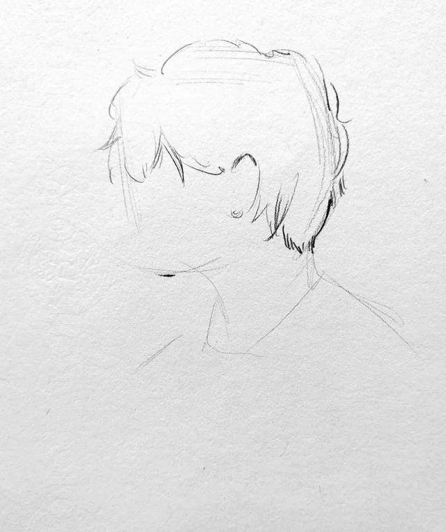简单又好看的小男孩怎么画（painting&art/动漫侧脸男孩步骤图）
