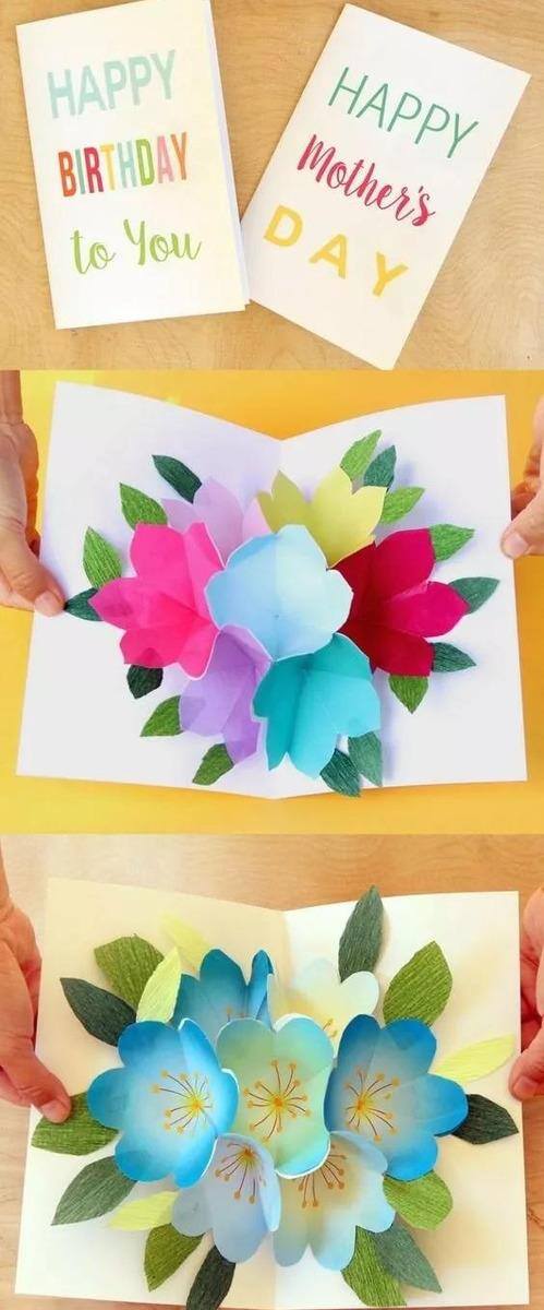手工贺卡怎么做（diy了一朵花束藏在了贺卡里，打开一看）