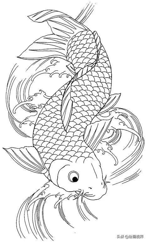 鲤鱼怎么画简单又漂亮（最简单的线条画最美的锦鲤）