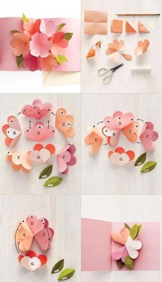 手工贺卡怎么做（diy了一朵花束藏在了贺卡里，打开一看）