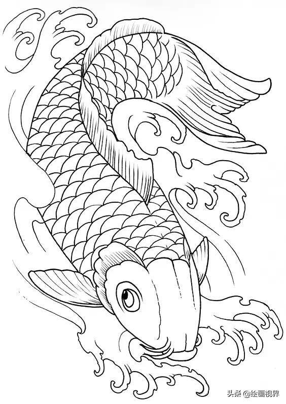鲤鱼怎么画简单又漂亮（最简单的线条画最美的锦鲤）