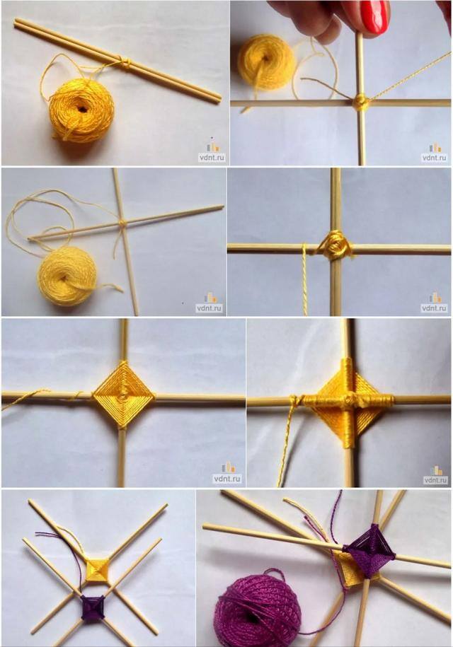 木棍手工制作（手把手教你编织“上帝之眼”挂件，简单易学，手工diy教程）