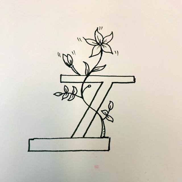 高铁怎么画好看又漂亮又简单（字母搭配蝉绕，黑白的形式来创作这幅作品）
