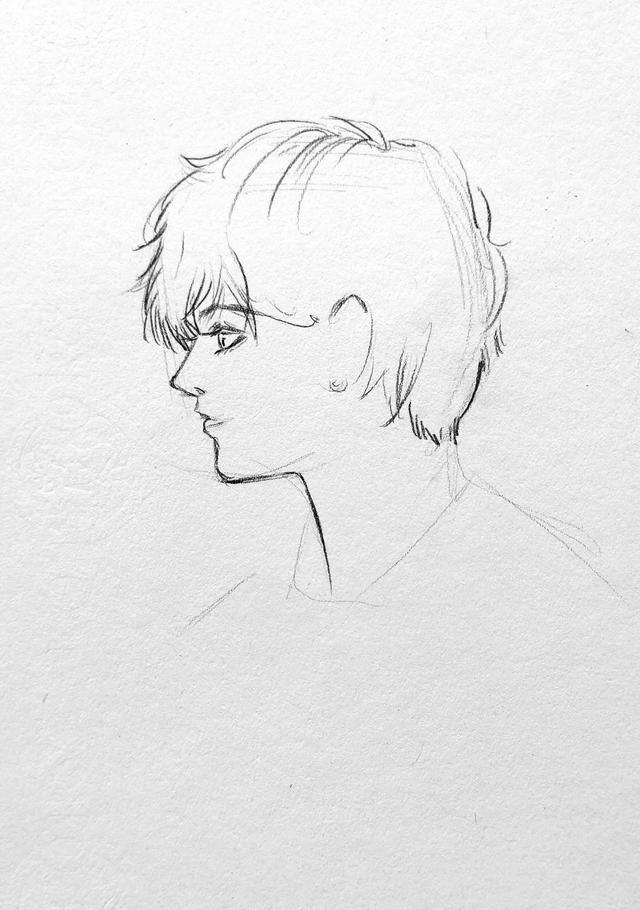 简单又好看的小男孩怎么画（painting&art/动漫侧脸男孩步骤图）