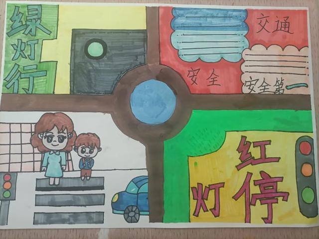 交通安全画简单又漂亮（文明守法平安回家）