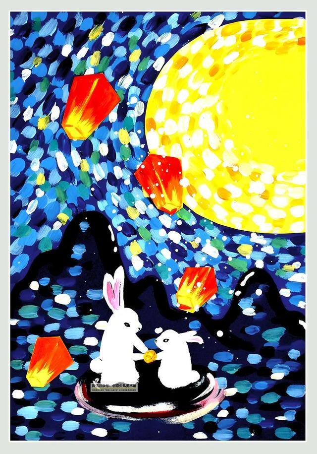白露儿童画简单漂亮（中秋节插画教程）