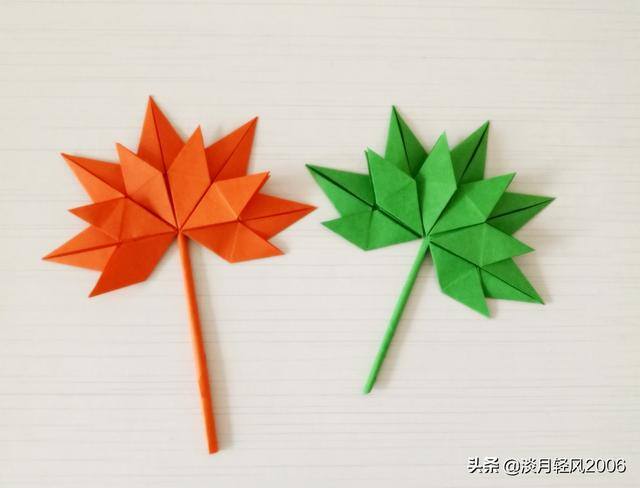 彩纸手工简单小制作（简单易学的折纸枫叶，折一个好看的枫叶）