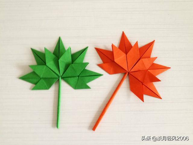 彩纸手工简单小制作（简单易学的折纸枫叶，折一个好看的枫叶）
