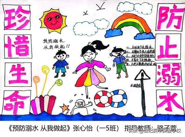 二年级防溺水绘画简单又漂亮（济南世纪英华实验学校开展“同心防溺水”安全宣传教育作品征集活动）