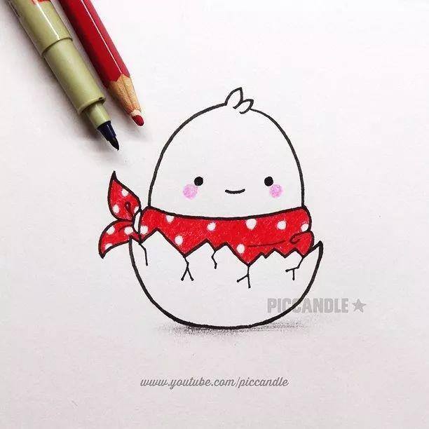 绘画图片大全简单漂亮（蠢萌蠢萌的小鸡蛋，简单易学！）