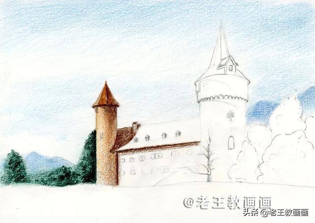 城堡怎么画简单又漂亮（用2b铅笔画出风景）