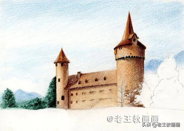城堡怎么画简单又漂亮（用2b铅笔画出风景）