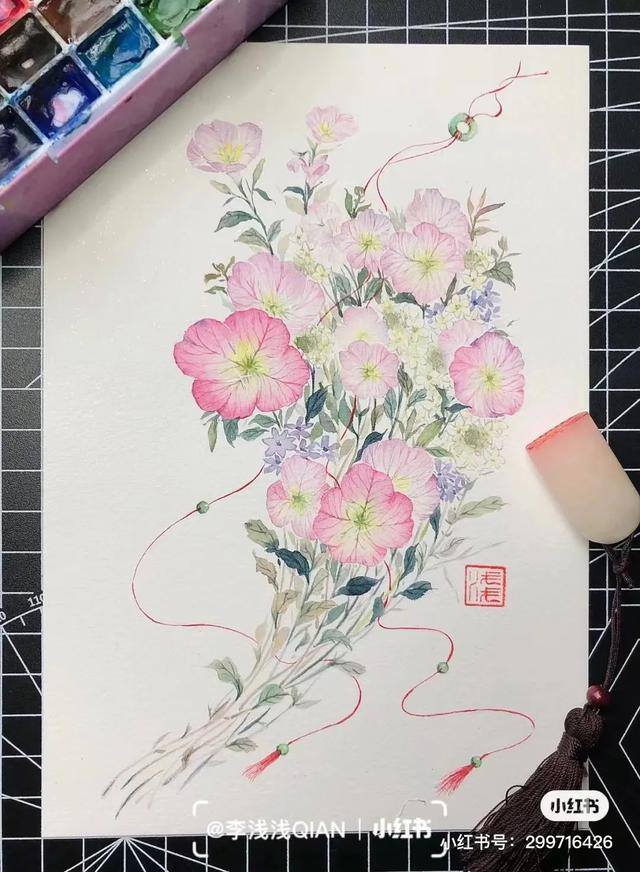 花朵怎么画最漂亮（中国风水彩花卉插画｜李浅浅qian）