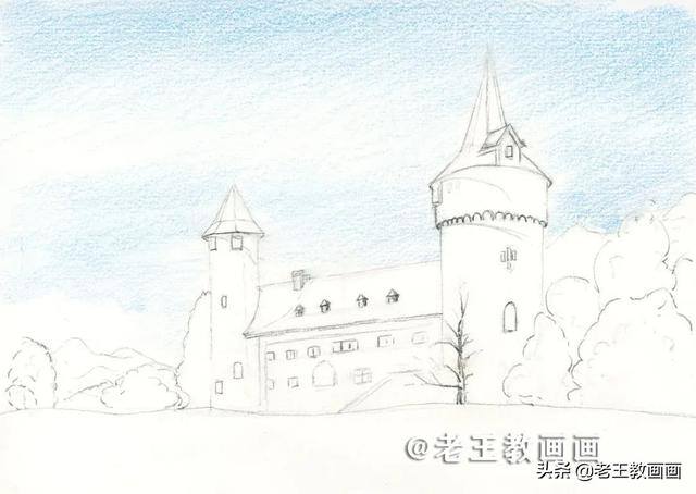 城堡怎么画简单又漂亮（用2b铅笔画出风景）
