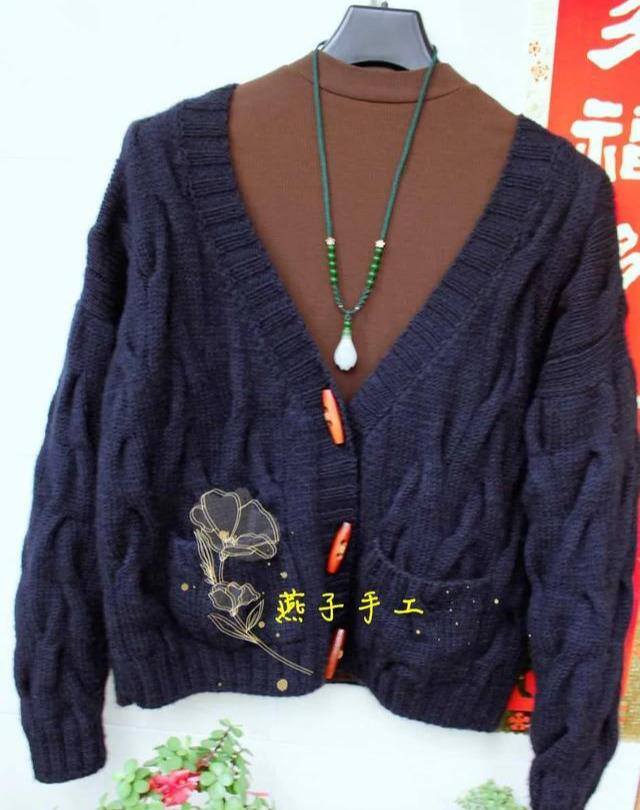 手工活拿回家做（棒针马海开衫，简简单单的一款小开衫，完全按图解编织就可以）