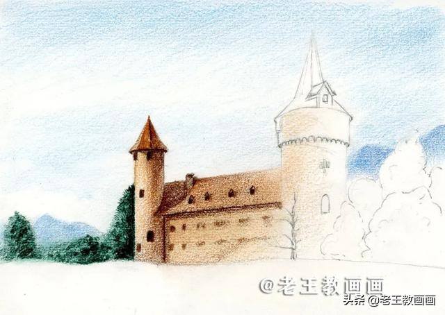 城堡怎么画简单又漂亮（用2b铅笔画出风景）