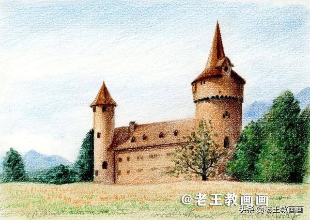 城堡怎么画简单又漂亮（用2b铅笔画出风景）