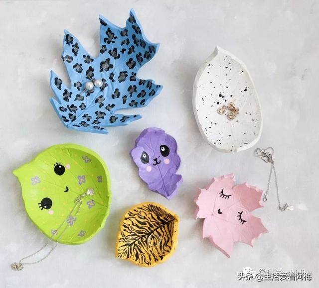 泥土手工制作（首饰盒不用买，几块黏土一片树叶就能diy）