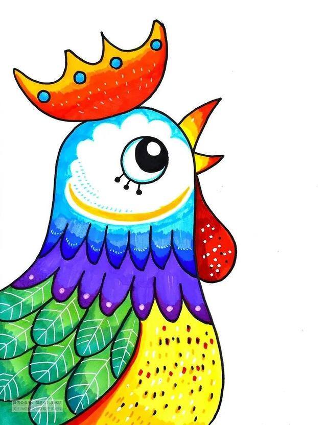 水彩笔画图片大全漂亮（公鸡报晓绘画教程）