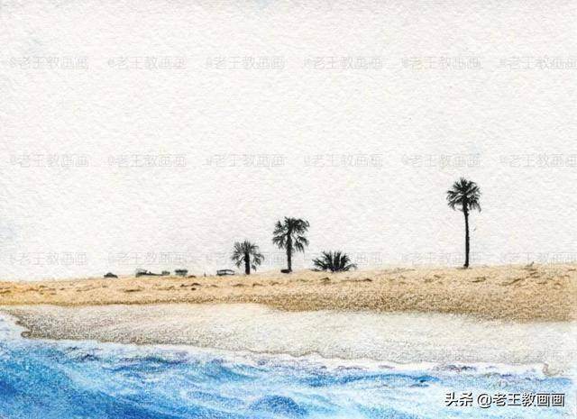 大海怎么画漂亮又简单（彩铅风景（完成稿及使用颜色展示））