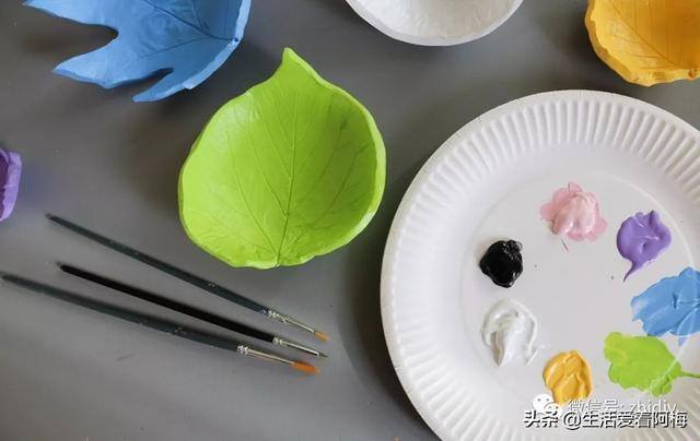泥土手工制作（首饰盒不用买，几块黏土一片树叶就能diy）
