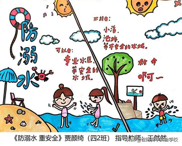 二年级防溺水绘画简单又漂亮（济南世纪英华实验学校开展“同心防溺水”安全宣传教育作品征集活动）