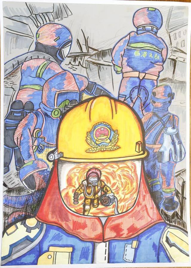 儿童消防安全绘画作品（小学一年级消防安全儿童画图片简单又漂亮的消防安全儿童画画图）