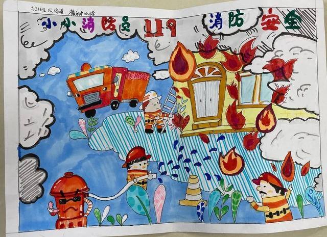 六年级画画（消防员的奇思妙想）