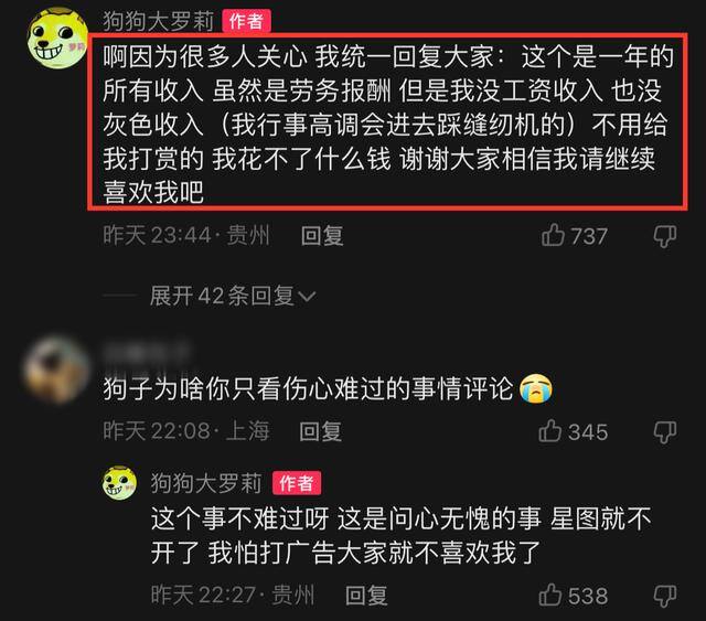 100万粉丝一个月可以赚多少钱（“狗狗大萝莉”晒收入，2021年一整年只赚了两万七千元）