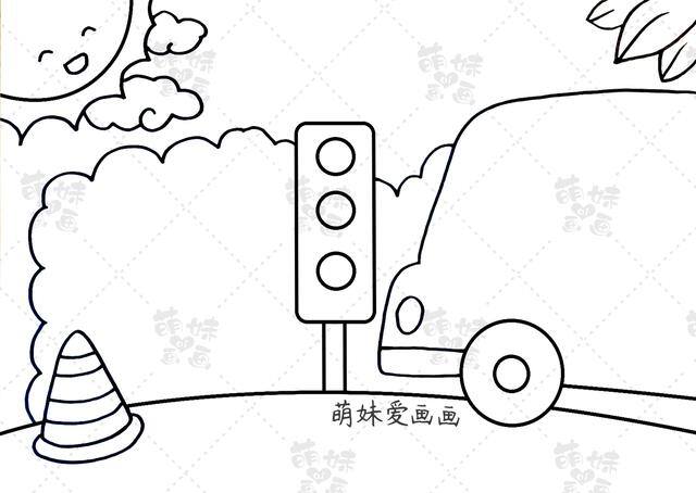 交通安全绘画简单又漂亮（用简单图形画出交通安全主题手抄报，含内容文字安全在我心！）