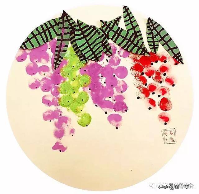 葡萄怎么画简单又漂亮好看（幼儿作品欣赏手工课材）
