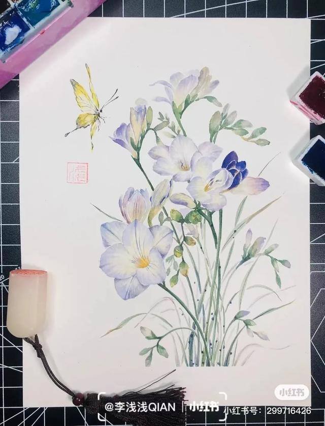 花朵怎么画最漂亮（中国风水彩花卉插画｜李浅浅qian）