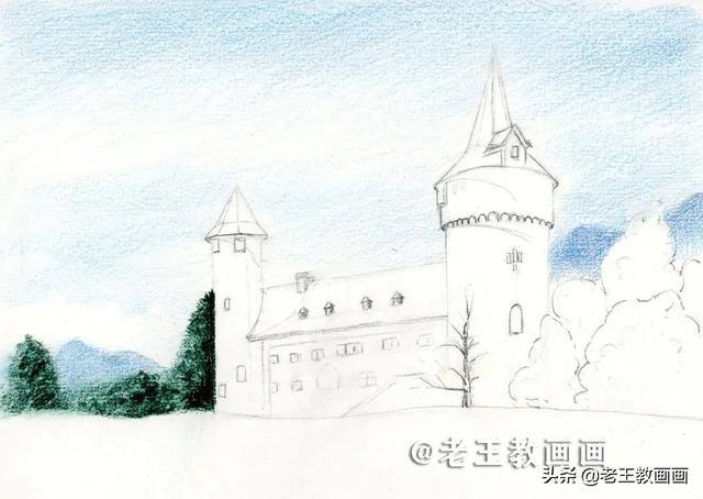 城堡怎么画简单又漂亮（用2b铅笔画出风景）