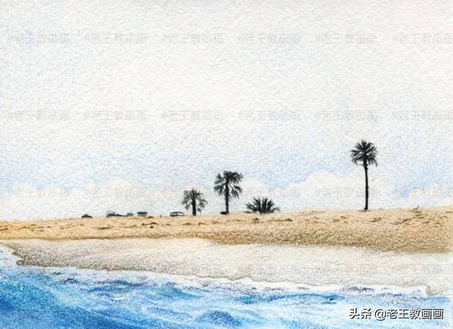 大海怎么画漂亮又简单（彩铅风景（完成稿及使用颜色展示））