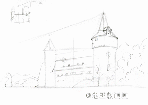 城堡怎么画简单又漂亮（用2b铅笔画出风景）