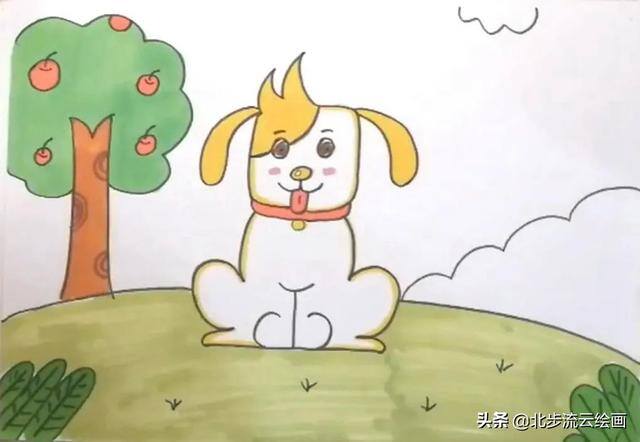 草地怎么画简单又漂亮（简单易学的小狗儿童绘画步骤，快来学学吧）