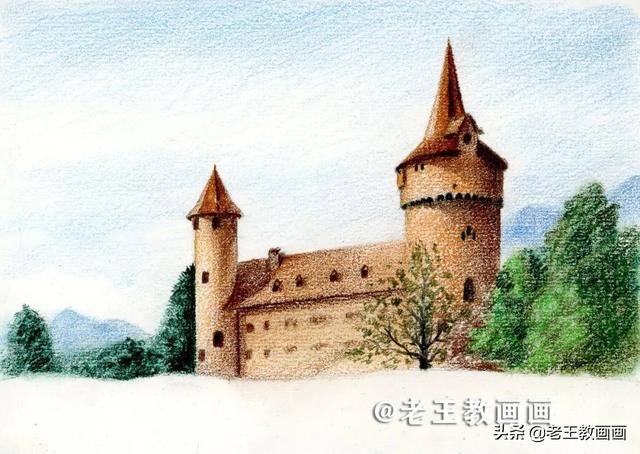 城堡怎么画简单又漂亮（用2b铅笔画出风景）